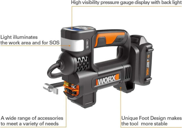 489f395ad02d4a678de21c389179b9c9 20V MAX Cordless Multi-Function Air Pump Inflator (1 x 2.0aH Battery and 1 x Charger Included) - Black