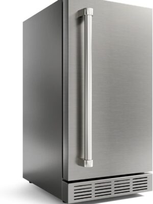 15 Inch Outdoor Refrigerator, Weather Proof Stainless Steel Beverage Beer Cooler Under Counter Fridge, Indoor/Outdoor Refrigerator with 3 Shelves for Patio Kitchen and Commercial Use