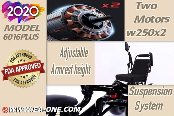 4956c91cea1343aabf28ef8db8ec9c46 2020 Folding Lightweight Motorized Electric Power Wheelchair Scooter, Remote Control, Aviation Travel Safe Electric Wheelchair Heavy Duty Power Wheelchair (19 Inch Seat, Gray)
