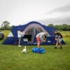 UNP Camping Tent 10-Person-Family Tents, Parties, Music Festival Tent, Big, Easy Up, 5 Large Mesh Windows, Double Layer, 2 Room, Waterproof, Weather Resistant, 18ft x 9ft x78in