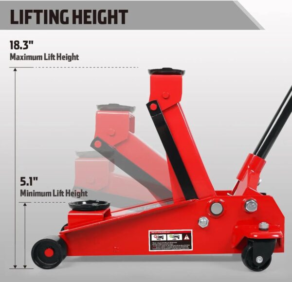 49d03ec8c9184206b0eb53e33c76b46f 3 Ton Hydraulic Floor Jack with Quick Lift Pump Car Jack, (6,000 lb) Capacity,Red,W83025