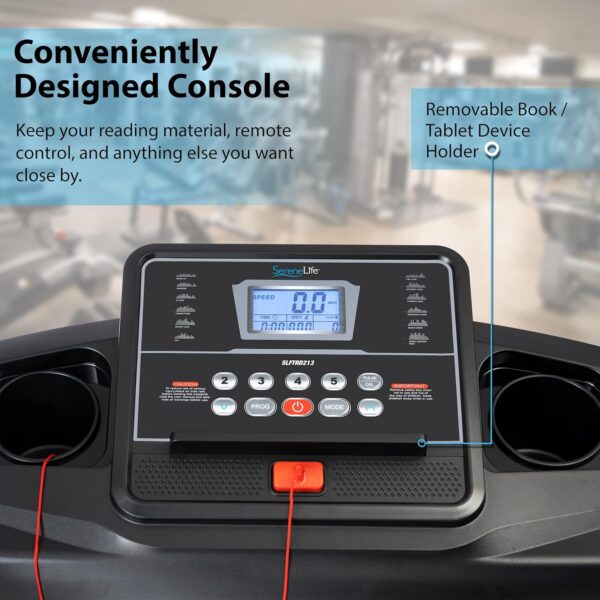 4a4ba9f22d5244b68e6ca7242040658b SereneLife Folding Treadmill - Foldable Home Fitness Equipment with LCD for Walking & Running - Cardio Exercise Machine - Preset and Adjustable Programs - Bluetooth Connectivity