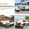 Outdoor Patio Furniture Sets, Wicker Patio sectional Sets 3-Piece, All Weather Wicker Rattan Patio Seating Sofas with Glass Coffee Table and Cushion (Beige)
