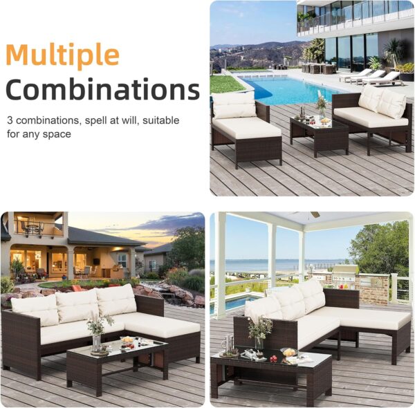 4ac84fa0f53d4035be9f7850975cfee1 Outdoor Patio Furniture Sets, Wicker Patio sectional Sets 3-Piece, All Weather Wicker Rattan Patio Seating Sofas with Glass Coffee Table and Cushion (Beige)