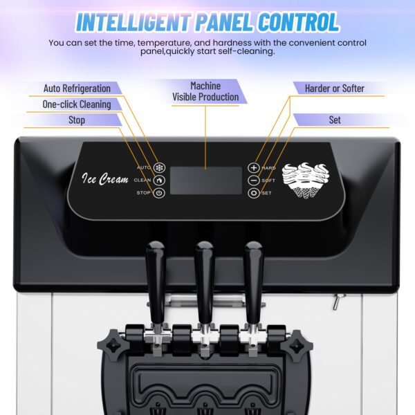 4b178f6f5ffd4ec3b8a679e92041fb8e 2200W Commercial Ice Cream Machine, 3 Flavor Soft Serve Ice Cream Machine, 5.3-7.4 Gal/Hr, with LCD Touch Screen, Automatic Cleaning, High Productivity for Home Snack Bar & Restaurants