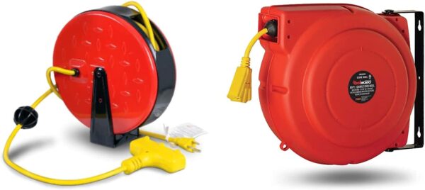 ReelWorks Mini Cord Reel Retractable 16AWG x 30�� 3C/SJTW & Extension Cord Reel 12AWG x 65�� 3C/SJT