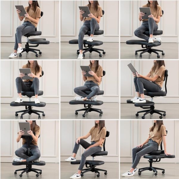 VIVO Cross-Legged Office Chair – Adjustable Height Floor Chair with Back Support for Yoga, Meditation, and ADHD (Black, CHAIR-CL02B-R)