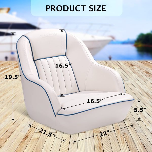 4f24871f5b3543d8a9869f69612c6eb3 Pontoon Boat Seat, Captains Bucket Boat Seat, Back Folding Boat, Boat Cabin Seating – White & Blue