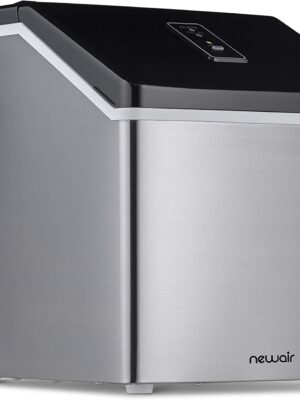 NewAir Clear Ice Cube Maker Machine 40 lbs. of Ice in 24 Hours, Portable Design in Stainless Steel