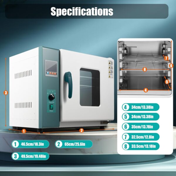 5160250296de4b91b416430a8bcb1eeb 110V 1000W Horizontal Electric Blast Drying Oven 45L/12Gal Lab Forced Air Convection Drying Oven with Intelligent Temperature Controller for Industrial, Schools, Research Institutes