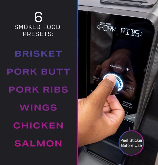 516f5ab5bc434634a053915a6d2a2bf9 Smart Indoor Pellet Smoker, with Active Smoke Filtration, 5 Smoke Control Settings, WiFi Connected, Electric, Countertop BBQ Appliance, Black