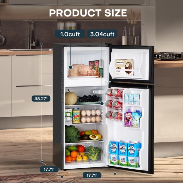 51cbb78b96874d04ab9fd894be50ec08 Upstreman 4.0 Cu.Ft Mini Fridge with Freezer – Double Door Compact Refrigerator for Dorm, Office, Bedroom – Adjustable Thermostat, Black (BR401)