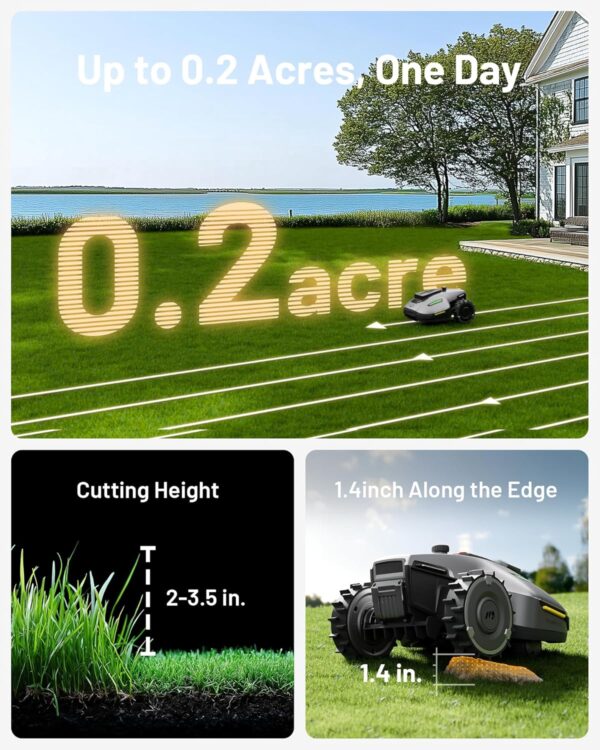 535636ac28af403fa05f4d19411c3a91 YUKA Mini 500H Robot Lawn Mower Reception 0.12 Acre, Max. 0.17 Acre, Ultrasense AI Vision+ RTK Positioning, Auto Mapping, App Control,45% Slope, Cutting Height 2''~3.5'', 3 Mowing Zones