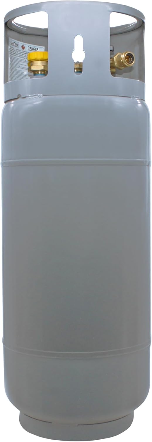 539ef74245f24407a62e27b50ada2ab2 Steel Forklift Propane Tank Cylinder with Built-in Gauge, Gray-Flame King
