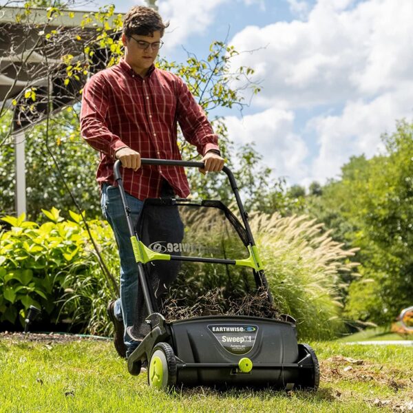 53bdc72eb97e4a0b809178549d7ce0be 21-Inch Width Leaf & Grass Push Lawn Sweeper, Black