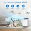 Portable Air Conditioner Cools Up to 700 Sq.Ft, 3-IN-1 Energy Efficient Portable AC Unit with Remote Control & Installation Kits for Large Room, Campervan, Office, Temporary Space