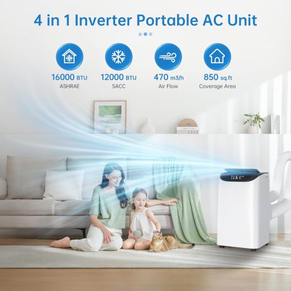 53da1dab9a2d492284a338964c49616f Portable Air Conditioner Cools Up to 700 Sq.Ft, 3-IN-1 Energy Efficient Portable AC Unit with Remote Control & Installation Kits for Large Room, Campervan, Office, Temporary Space