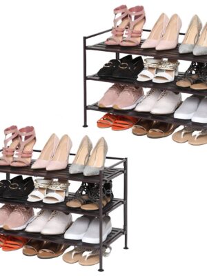 3 Tier Resin Slat Utility Shoe Rack 2 Pack ,