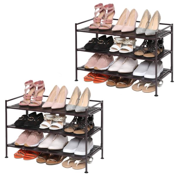 543039aeb97e4e5b933f96388f615bea 3 Tier Resin Slat Utility Shoe Rack 2 Pack ,