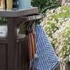 Unity Portable Outdoor Table and Storage Cabinet with Hooks for Grill Accessories-Stainless Steel Top for Patio Kitchen Island or Bar Cart, Espresso Brown