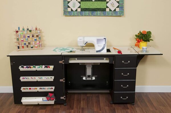 5622a4c3d0474ed48d50431ec928dd99 353 Norma Jean Sewing Cabinet for Sturdy Sewing, Cutting, Quilting, and Crafting with Storage and Airlift, Black Finish