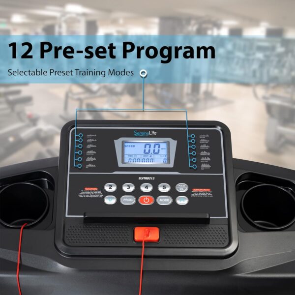 5769fe449d5d41e6afb923a971987d79 SereneLife Folding Treadmill - Foldable Home Fitness Equipment with LCD for Walking & Running - Cardio Exercise Machine - Preset and Adjustable Programs - Bluetooth Connectivity