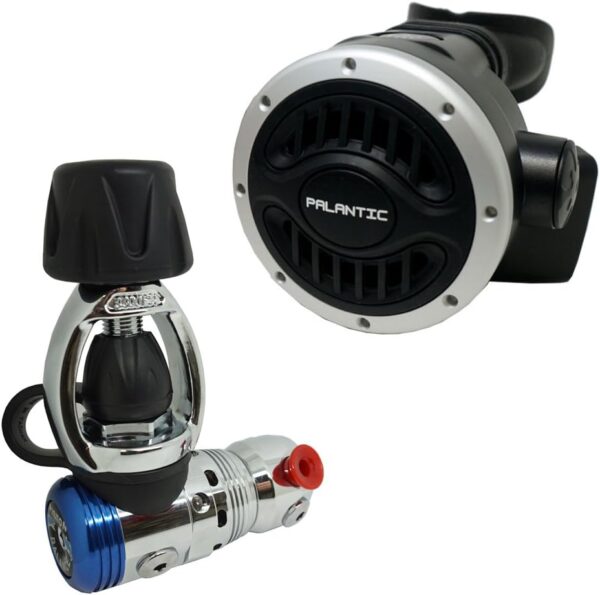 58825a9183eb407dadb2568cacf1a8a8-1 Palantic AS103 Yoke Regulator & Octopus Combo for Scuba Diving | High-Performance Over-Balanced Regulator, Silicone Mouthpiece, 27" Hose, Large Purge Button, 36" Yellow Octopus Hose