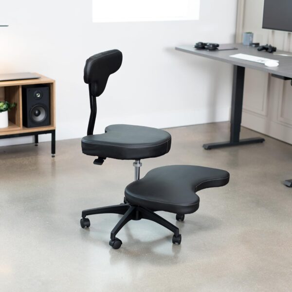 VIVO Cross-Legged Office Chair – Adjustable Height Floor Chair with Back Support for Yoga, Meditation, and ADHD (Black, CHAIR-CL02B-R)