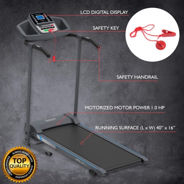 5b402242221b4b2e9373e0b1c7a1d212 SereneLife Folding Treadmill - Foldable Home Fitness Equipment with LCD for Walking & Running - Cardio Exercise Machine - Preset and Adjustable Programs - Bluetooth Connectivity