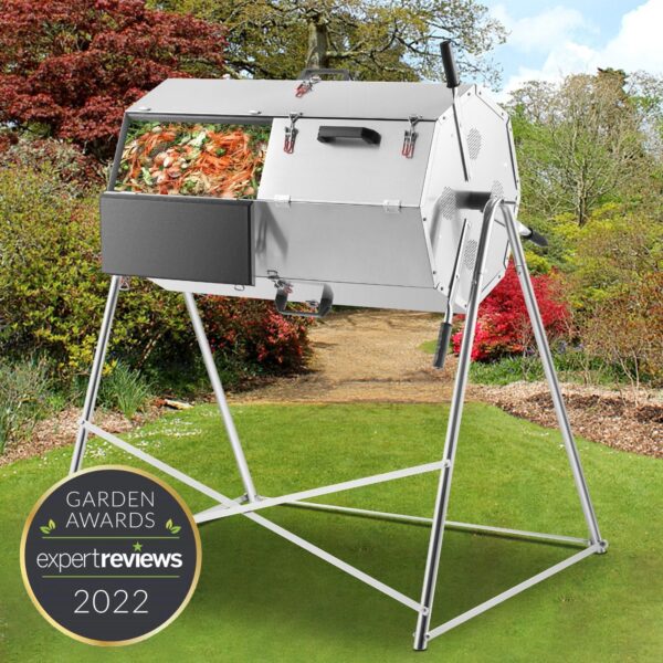 5be0c47de97b43ff8654ffcb63f2fee9 Premium 33 Gallon Steel Outdoor Compost Tumbler Bin With Dual-Chamber