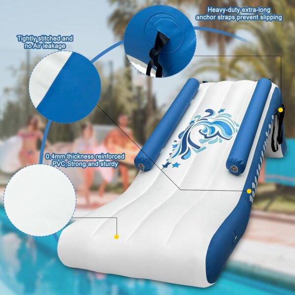 5c7d01d0998c40489b599cf1be6dca38 Pontoon Waterfall Slide, Inflatable Pontoon Boat Water Slide for Kids Backyard Pool Sea, Electric Air Pump & Storage Bag