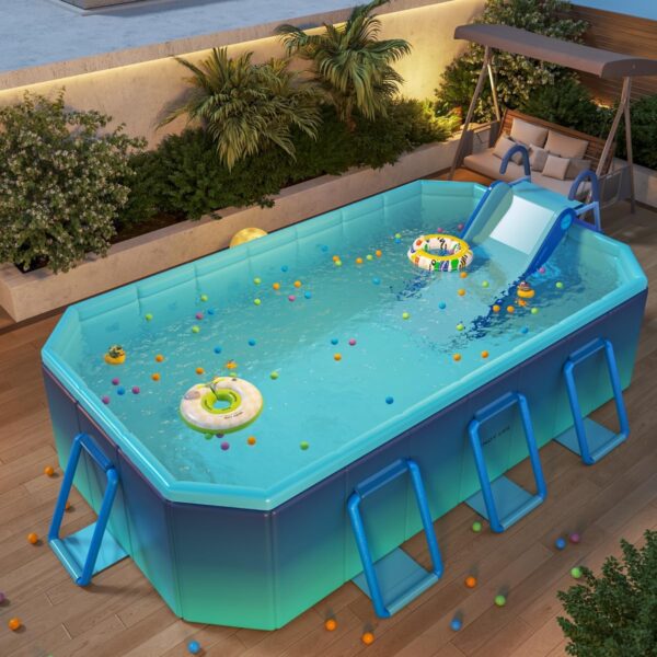 5d6bcf10088b46709a79ead4dea34f83 Pool Slide Inflatable Swimming Water Slide, Summer Swimming Pool Supplies Universal Trampoline Ladder Backyard Slide Home Playground Equipment