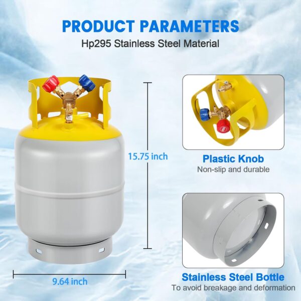 5dcd786e9690404b989f539b084e4b1e 30 LB Refrigerant Recovery Tank for R12, R22, R134A, R410A Refrigerant with 1/4 SAE Y-Valve Liquid/Vapor Reclaim Tank AC Freon Recovery Tank Refrigerant Recovery Cylinder Tank Reusable-FAHKNS
