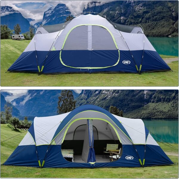 5dd5fda964d74582b7b92eddc98481cd UNP Camping Tent 10-Person-Family Tents, Parties, Music Festival Tent, Big, Easy Up, 5 Large Mesh Windows, Double Layer, 2 Room, Waterproof, Weather Resistant, 18ft x 9ft x78in
