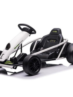24V Go Kart for Kids 8-12, 300W*2 Motors, 9Ah Battery, 8MPH Speed, Music, Horn, 175lbs Max Load – White