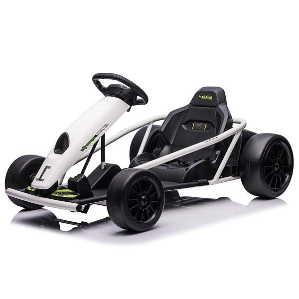 5ea19758f65740f3a1c74d99e4883cf9 24V Go Kart for Kids 8-12, 300W*2 Motors, 9Ah Battery, 8MPH Speed, Music, Horn, 175lbs Max Load – White