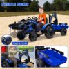 3-in-1 Ride-On Tractor, 24V Electric, Excavator & Bulldozer, Remote Control, LED, Music, USB/Bluetooth max 66 lbs – Bright-blue