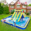 20.66x16.4FT Inflatable Water Slide for Big Kids, Water Park for Kids Backyard with Large Double-Layer Pool,3 Extra-Long Slides,Climbing Wall, 2 Water Cannons, Water Spraying, 750W Air Blower