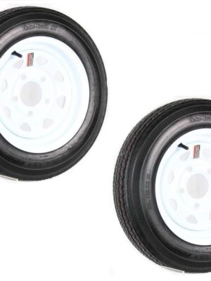 2-pk Trailer Tire on Rim 480-12 4.80-12 12 in. LRB 5 Hole White Spoke Stripe