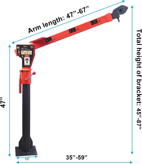 6101276239a441e6a26ef995b7dda7a4 1100lb Folding Dismountable Household Hoist Truck Crane with Electric Hoist (110V) – 880lb Pulling Force, Jib Cranes for Factory, Warehouse, Construction
