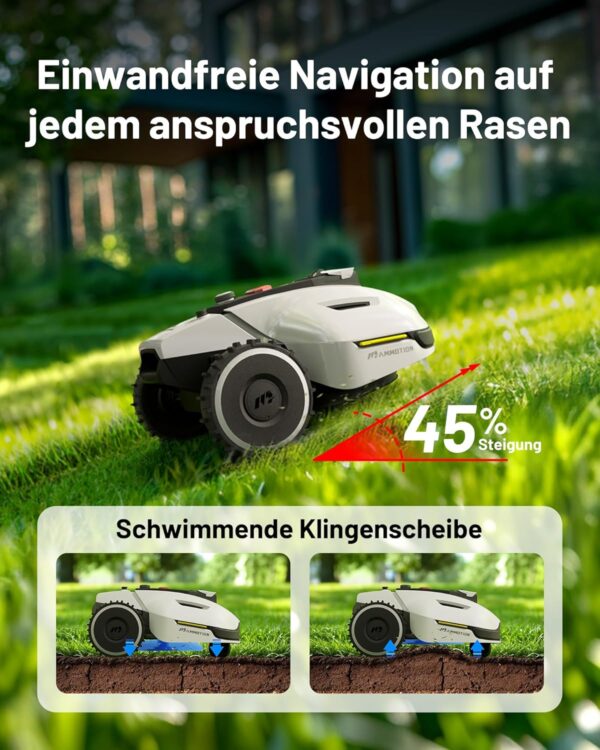 614f1ad26a4a48efa026ee9f8756d11d YUKA Mini 500H Robot Lawn Mower Reception 0.12 Acre, Max. 0.17 Acre, Ultrasense AI Vision+ RTK Positioning, Auto Mapping, App Control,45% Slope, Cutting Height 2''~3.5'', 3 Mowing Zones