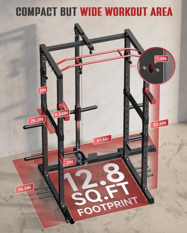 615f6fea846b4aefa784915145c8e9a3 Sportsroyals Power Cage,1600lbs Multi-Function Power Rack with Adjustable Cable Crossover System and More Training Attachment, Weight Cage for Home Gym