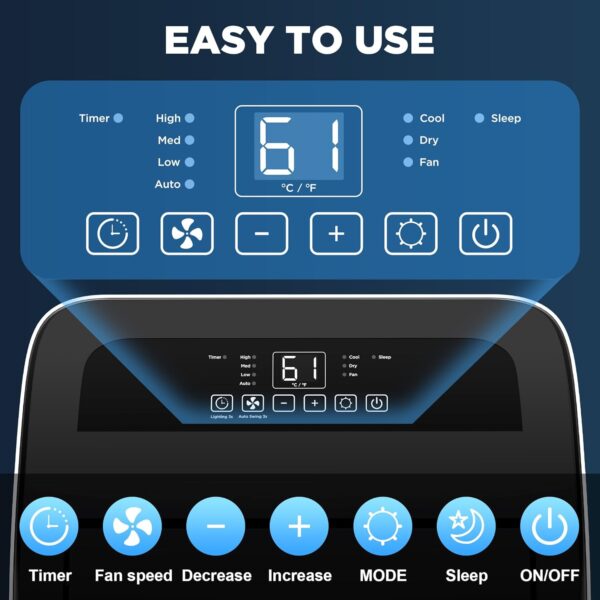 619cd6378bcb4a4fab8872bc772c1085 14000 BTU Portable Air Conditioners with Remote Control, 3-in-1 Free Standing Cooling AC Unit with Fan & Dehumidifier, Cools Room up to 700 sq.ft, Smart/Sleep Mode,3 Speed,Auto Swing,24H Timer