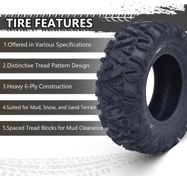 6346e0e7b53b4904979d218f5f25cc3a 26x12x12 Atv Tires, Set of 2 Atv Tires 26x12-12 6PR, All Terrain Atv/Utv Off-Road Tires, Black