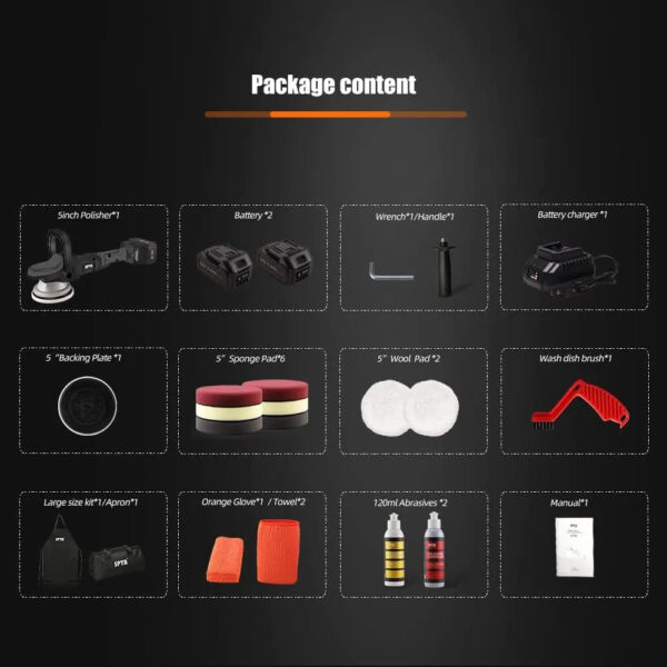 63bb58b5ee1149b19adacb5d436cca5e 18V Cordless Car Polisher, 15mm Orbit 2000-4800 OPM Portable Buffer Polisher with 7 Variable Speed 2Pcs 4.0Ah Battery, 6 Sponge Pads,2 Wool Pad, Tool Bag for Car Polishing, Waxing