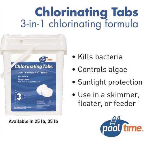 63d5a0e24aca487e8d75e4b25b7af19a Pool Time 21827PTM 35 lbs. Chlorinating Tablets