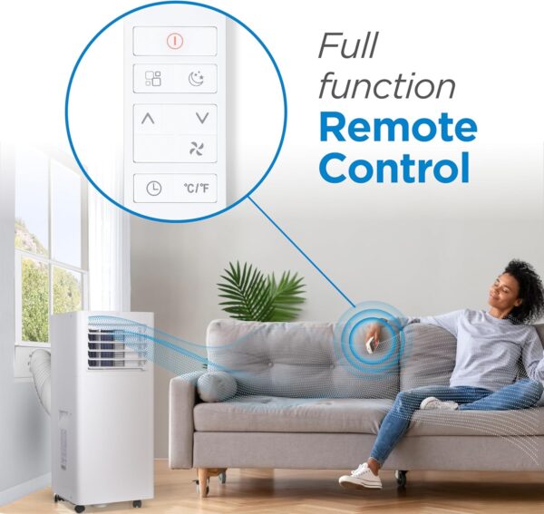 643999f8bfad466394b41a74ca6ac0ec Portable Air Conditioner, 12,000 BTU (8,000 BTU SACC) for Rooms up to 550 Sq. Ft., Portable AC with Follow Me Remote Control and Window Kit, BPACT12WT, White
