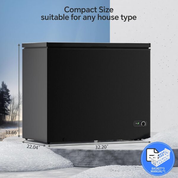 657871f0dbad448580560f8b80e0223d 3.5 Cubic Feet Chest Freezer with 2 Removable Baskets Free Standing Top Open Door Compact Freezer with Adjustable Temperature for Home/Kitchen/Office/Bar (3.5 Cubic Feet, White)