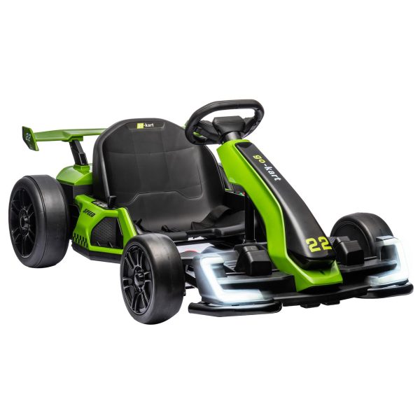 658f03dc576c42d295c53f1545c064a0 24V Electric Go Kart, with 300W Strong Motor, Drift/Sport Mode, Big Battery, Eva Tire,Length Adjustmen for Outdoor Racing Toy-Green