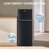Upstreman 4.0 Cu.Ft Mini Fridge with Freezer – Double Door Compact Refrigerator for Dorm, Office, Bedroom – Adjustable Thermostat, Black (BR401)